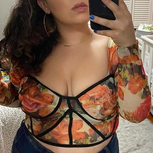 Floral transparent crop top